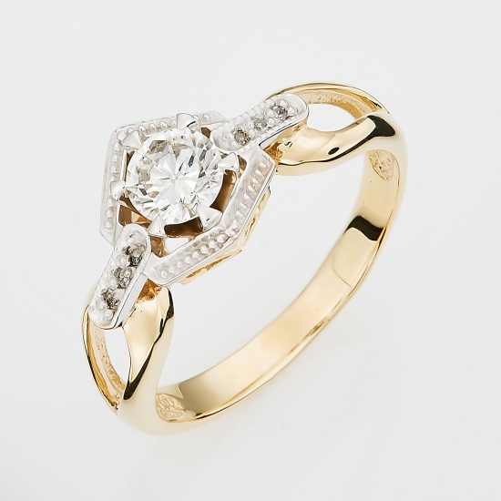 Кольцо из комбинированного золота 585 пробы c 7 бриллиантами, Л39088252 за 58950