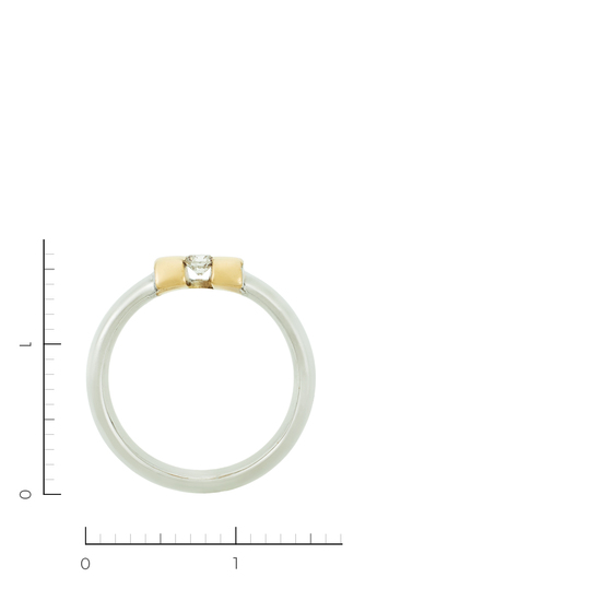 Кольцо из комбинированного золота 585 пробы c 1 бриллиантом, Л57030455 за 18855