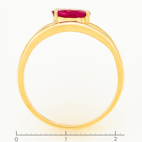 Кольцо из желтого золота 585 пробы c 30 бриллиантами и 1 рубином, Л46081206 за 68750