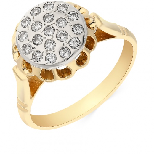 Кольцо из комбинированного золота 750 пробы c 19 бриллиантами 027077 фото 1
