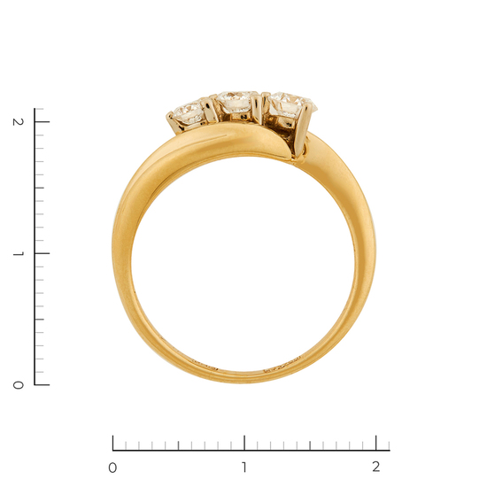 Кольцо из желтого золота 750 пробы c 3 бриллиантами, Л31095357 за 95500