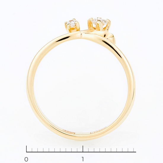 Кольцо из желтого золота 585 пробы c 2 бриллиантами, Л41026168 за 12425