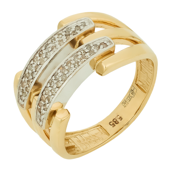 Кольцо из комбинированного золота 585 пробы c 46 бриллиантами, Л62009821 за 54000