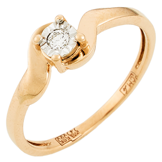 Кольцо из комбинированного золота 585 пробы c 1 бриллиантом, Л09104124 за 7740