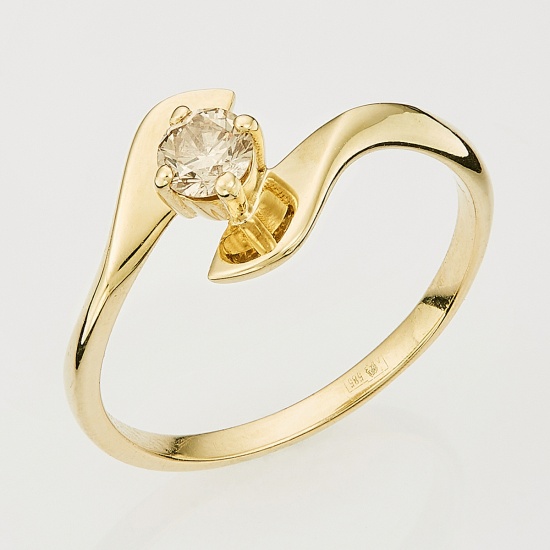 Кольцо из желтого золота 585 пробы c 1 бриллиантом, Л19095685 за 18950