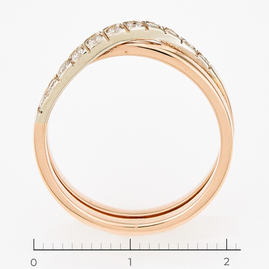 Кольцо из комбинированного золота 585 пробы c фианитами, Л28073250 за 15540