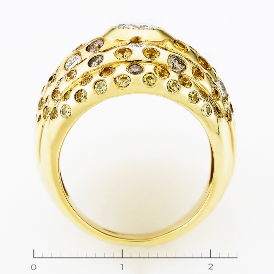 Кольцо из желтого золота 585 пробы c 17 бриллиантами и 84 цвет. сапфирами, Л28053218 за 200950
