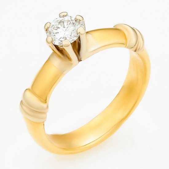 Кольцо из желтого золота 750 пробы c 1 бриллиантом, Л37043403 за 54360