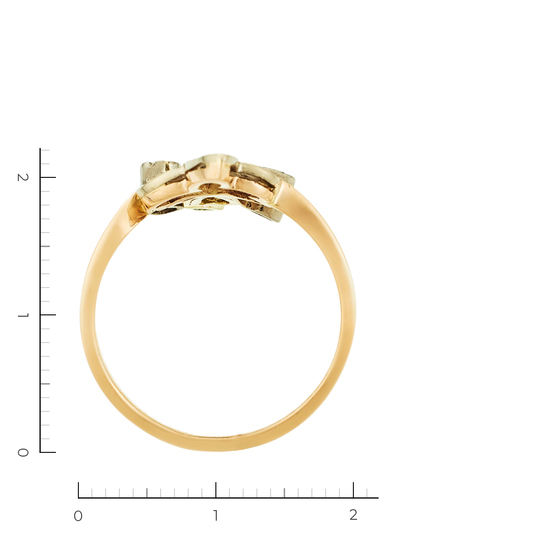 Кольцо из комбинированного золота 585 пробы c 1 синт. изумрудом и 4 бриллиантами, Л29095491 за 21900