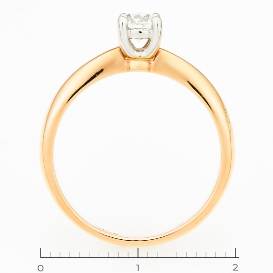 Кольцо из комбинированного золота 585 пробы c 1 бриллиантом, Л20089576 за 39000