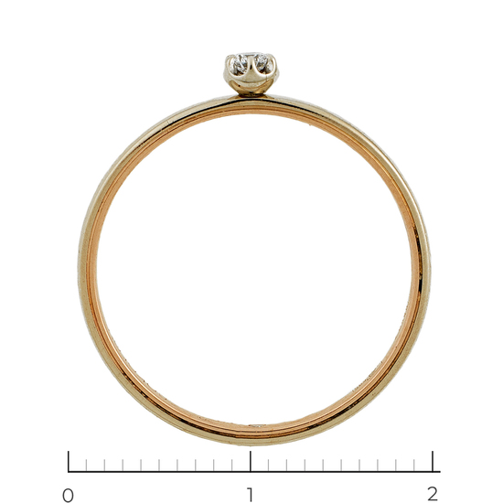 Кольцо из комбинированного золота 585 пробы c 2 бриллиантами, Л63020120 за 9900