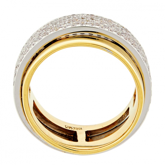 Кольцо из комбинированного золота 750 пробы c 128 бриллиантами, Л19102602 за 230000