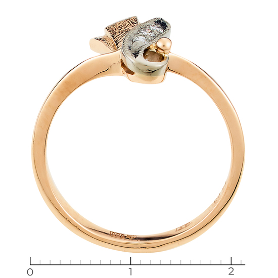 Кольцо из комбинированного золота 585 пробы c 3 бриллиантами, Л45069487 за 18540