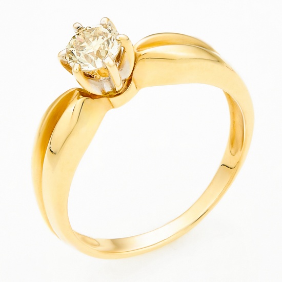 Кольцо из желтого золота 585 пробы c 1 бриллиантом, Л30093290 за 86500