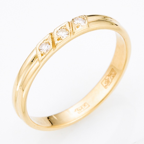 Кольцо обручальное из желтого золота 750 пробы c 3 бриллиантами, Л35054452 за 11475