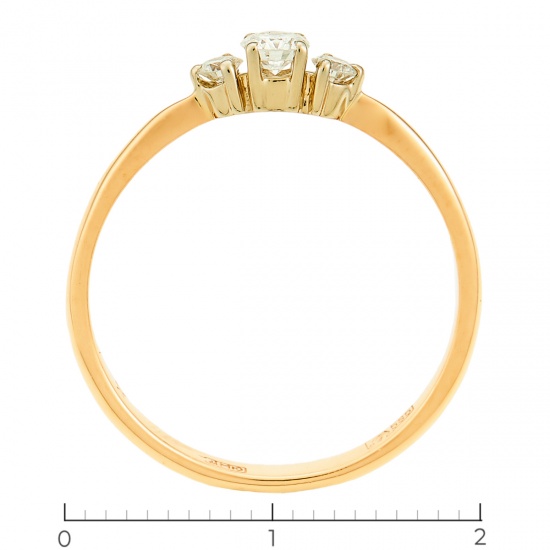 Кольцо из комбинированного золота 585 пробы c 3 бриллиантами, Л39040167 за 20250