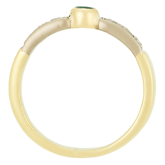 Кольцо из комбинированного золота 585 пробы c 4 бриллиантами и 1 изумрудом, Л33078845 за 39920