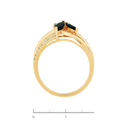 Кольцо из красного золота 585 пробы c 17 бриллиантами и 3 сапфирами, Л47090068 за 16760