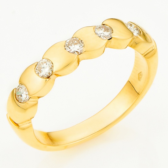 Кольцо из желтого золота 750 пробы c 5 бриллиантами, Л28078304 за 74500
