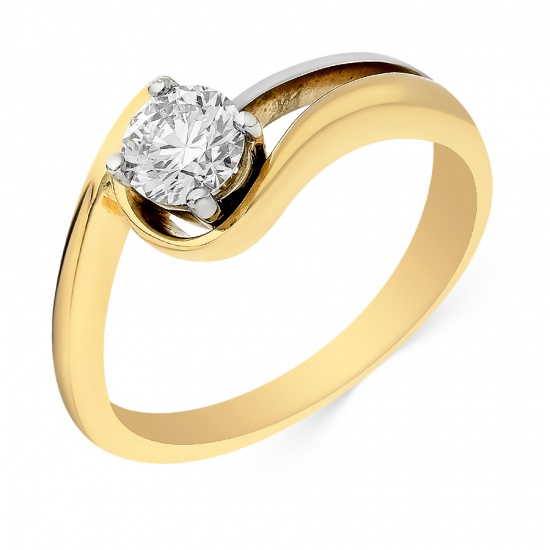 Кольцо из комбинированного золота 585 пробы c 1 бриллиантом, Л05075947 за 68250