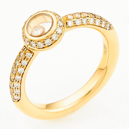 Кольцо из желтого золота 750 пробы c 58 бриллиантами и стёклами, Л20093572 за 275000