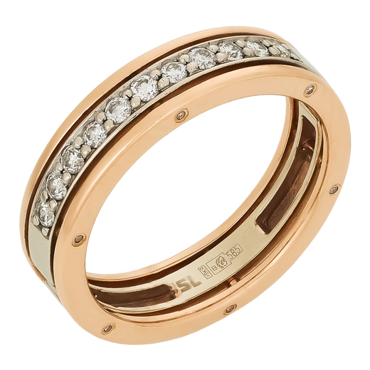 Кольцо из комбинированного золота 585 пробы c 23 бриллиантами Л45072005 фото 1