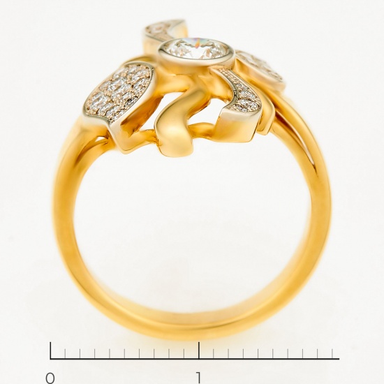 Кольцо из желтого золота 750 пробы c 32 бриллиантами, Л31104375 за 92600
