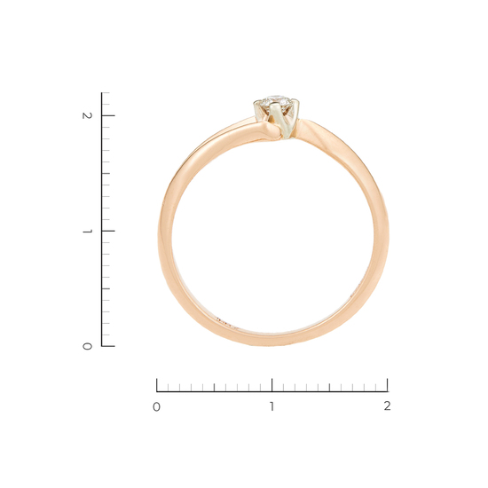 Кольцо из комбинированного золота 585 пробы c 1 бриллиантом, Л45062217 за 10750