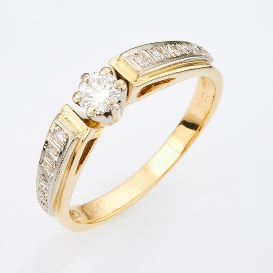 Кольцо из комбинированного золота 750 пробы c 13 бриллиантами, Л46028747 за 50925