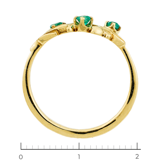 Кольцо из желтого золота 585 пробы c 3 изумрудами, Л41064112 за 14940