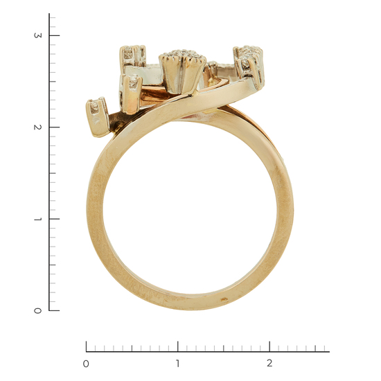 Кольцо из комбинированного золота 585 пробы c 12 бриллиантами, Л43044317 за 41940