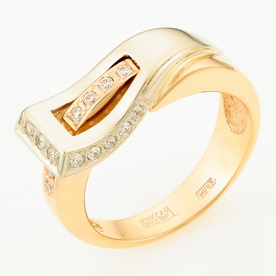Кольцо из комбинированного золота 585 пробы c фианитами, Л37056334 за 22680