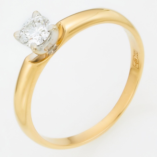 Кольцо из комбинированного золота 750 пробы c 1 бриллиантом, Л28073967 за 33000