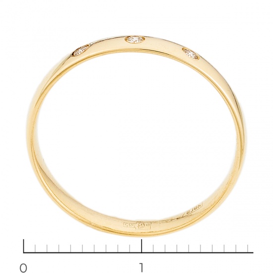 Кольцо из желтого золота 585 пробы c 3 бриллиантами, Л76008107 за 9540