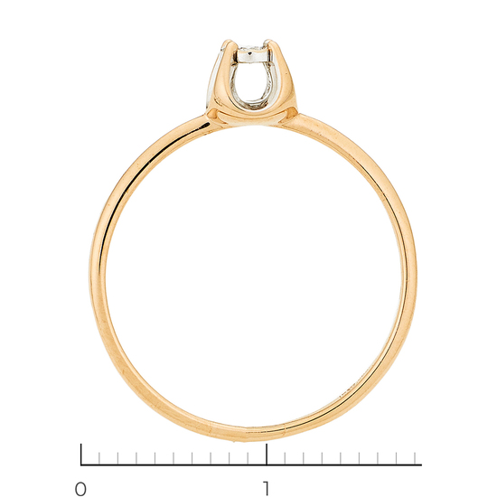 Кольцо из комбинированного золота 585 пробы c 1 бриллиантом, Л25081540 за 9520