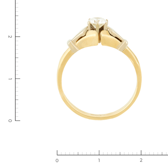 Кольцо из комбинированного золота 750 пробы c 1 бриллиантом, Л28080141 за 95940