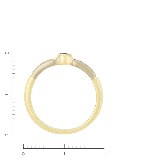 Кольцо из комбинированного золота 585 пробы c 4 бриллиантами и 1 изумрудом, Л33078845 за 39920