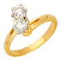 Кольцо из комбинированного золота 585 пробы c 2 бриллиантами 005389 фото 1