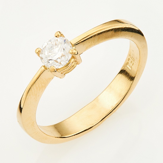 Кольцо из желтого золота 750 пробы c 1 бриллиантом, Л23144703 за 34250