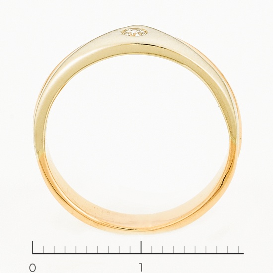 Кольцо из комбинированного золота 585 пробы c 1 бриллиантом, Л63018962 за 17340
