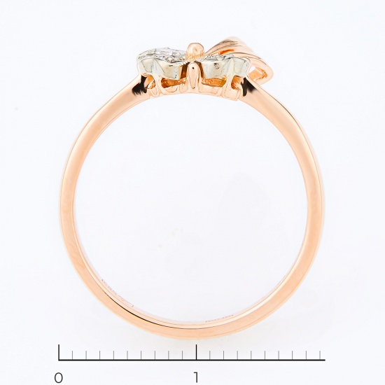 Кольцо из комбинированного золота 583 пробы c 3 бриллиантами, Л28067445 за 15900