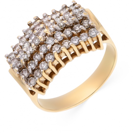 Кольцо из комбинированного золота 585 пробы c 45 бриллиантами 015440 фото 1
