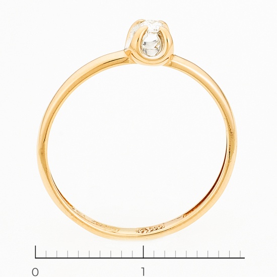 Кольцо из комбинированного золота 585 пробы c 1 бриллиантом, Л35059602 за 8340