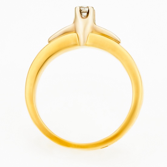 Кольцо из комбинированного золота 750 пробы c 1 бриллиантом, Л33069727 за 39250