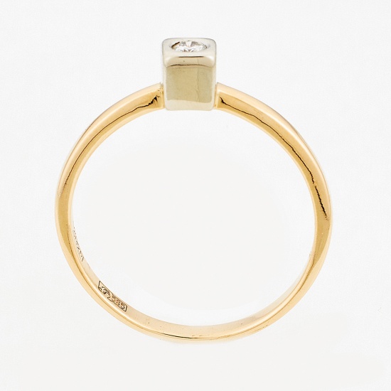 Кольцо из комбинированного золота 585 пробы c 1 бриллиантом, Л33013302 за 14940