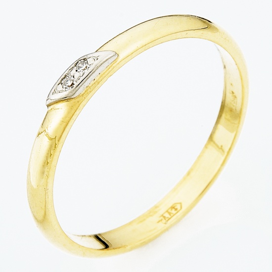 Кольцо из комбинированного золота 750 пробы c 2 бриллиантами, Л28075051 за 13140