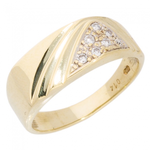 Кольцо из комбинированного золота 585 пробы c 7 бриллиантами 001366 фото 1